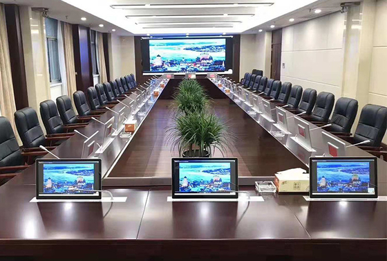 Chiny Sala konferencyjna Monitor LCD Desktop Mechanizm podnoszący mikrofon audio Niejawny wyświetlacz ekranowy LED System biurowy dostawca